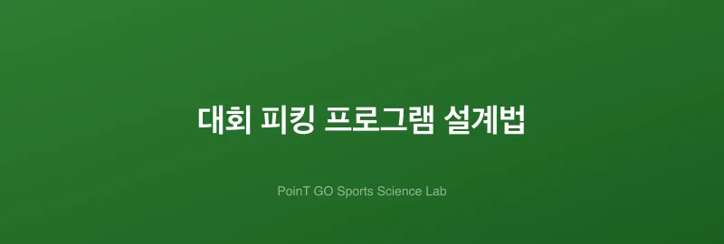 대회 피킹 프로그램 설계법